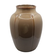MSE Martha Stewart Vase Tan Decorative Ceramic Urn Shape Solid Color Glossy - £31.83 GBP