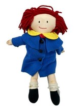 Madeline Doll 1990 Eden Toys Cloth Doll Blue Coat Yellow Dress Vintage 14&quot; - £9.44 GBP