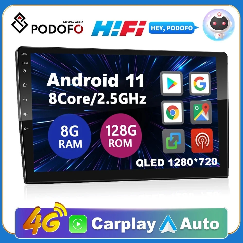 Podofo 2 Din Android 7 9 10 Inch Carplay Car Multimedia Player 4G Wifi For - £61.36 GBP+