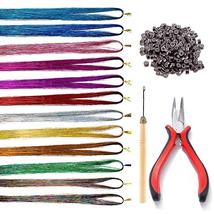 12 Colors Tinsel Hair Strands Kit Sparkling Glitter Hair Tool Hair Decoration - £15.14 GBP+