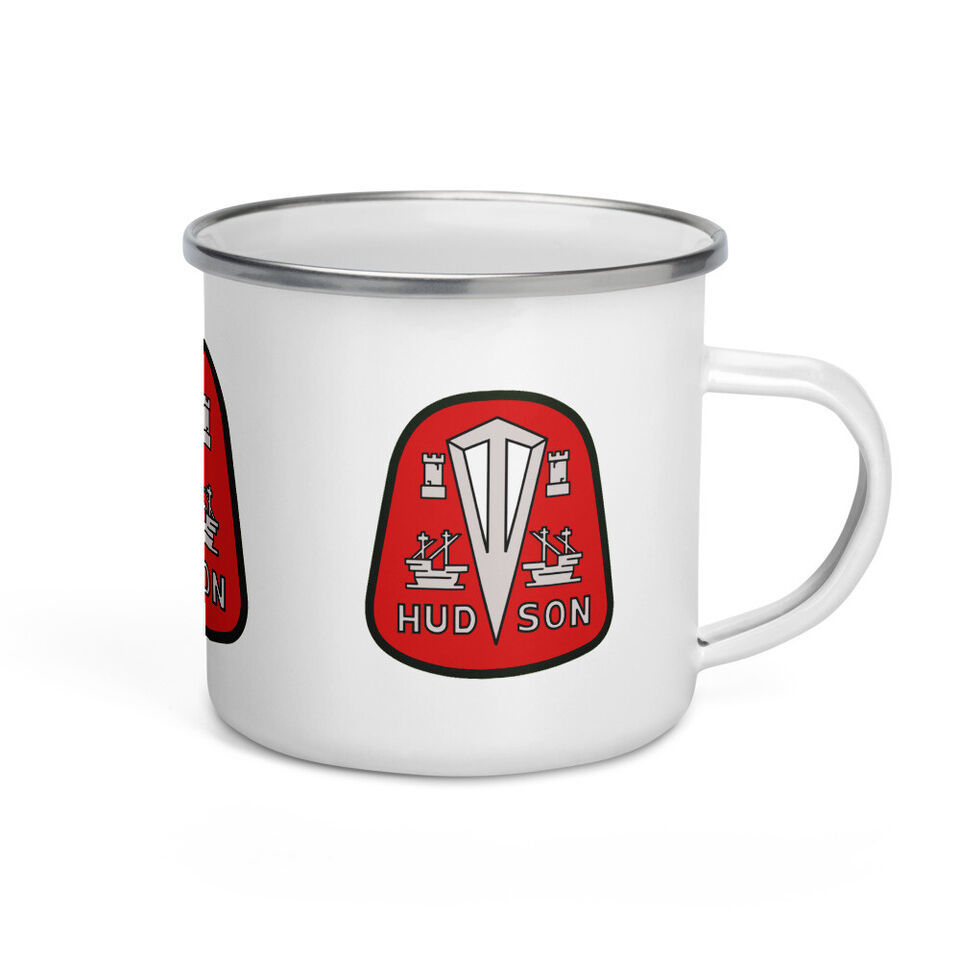 1940s / 1950s Hudson Motor Car Logo Enamel Camping Style 12 oz Beverage Mug - $20.32