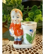 Occupied Japan Girl Figurine Toothpick Holder –Hand Painted Miniature Va... - $178.58 MXN