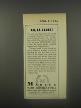 1956 Martex Towels Ad - Ah, La Carte - £14.48 GBP