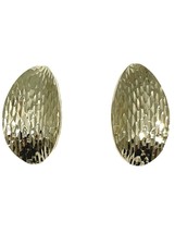 Etched Leaf Huggie Earrings REAL SOLID 14 k Yellow Gold 2.4 g - £192.68 GBP