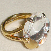 Baccarat B Flower Clear Crystal RING Vermeil Gold Sterling Silver Sz 6.5... - $179.90