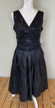 VIntage SLNY NWT $109 Sleeveless sequined Knee length dress Size 8 Black N1x2 - £25.15 GBP