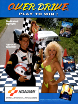 Over Drive Arcade FLYER Original Video Game Art Auto Race Bikini Girl 1990 - £14.48 GBP