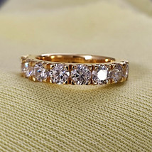 3.20Ct Round Cut Moissanite Eternity Wedding Band In Ring 14K Yellow Gold Plated - £102.77 GBP
