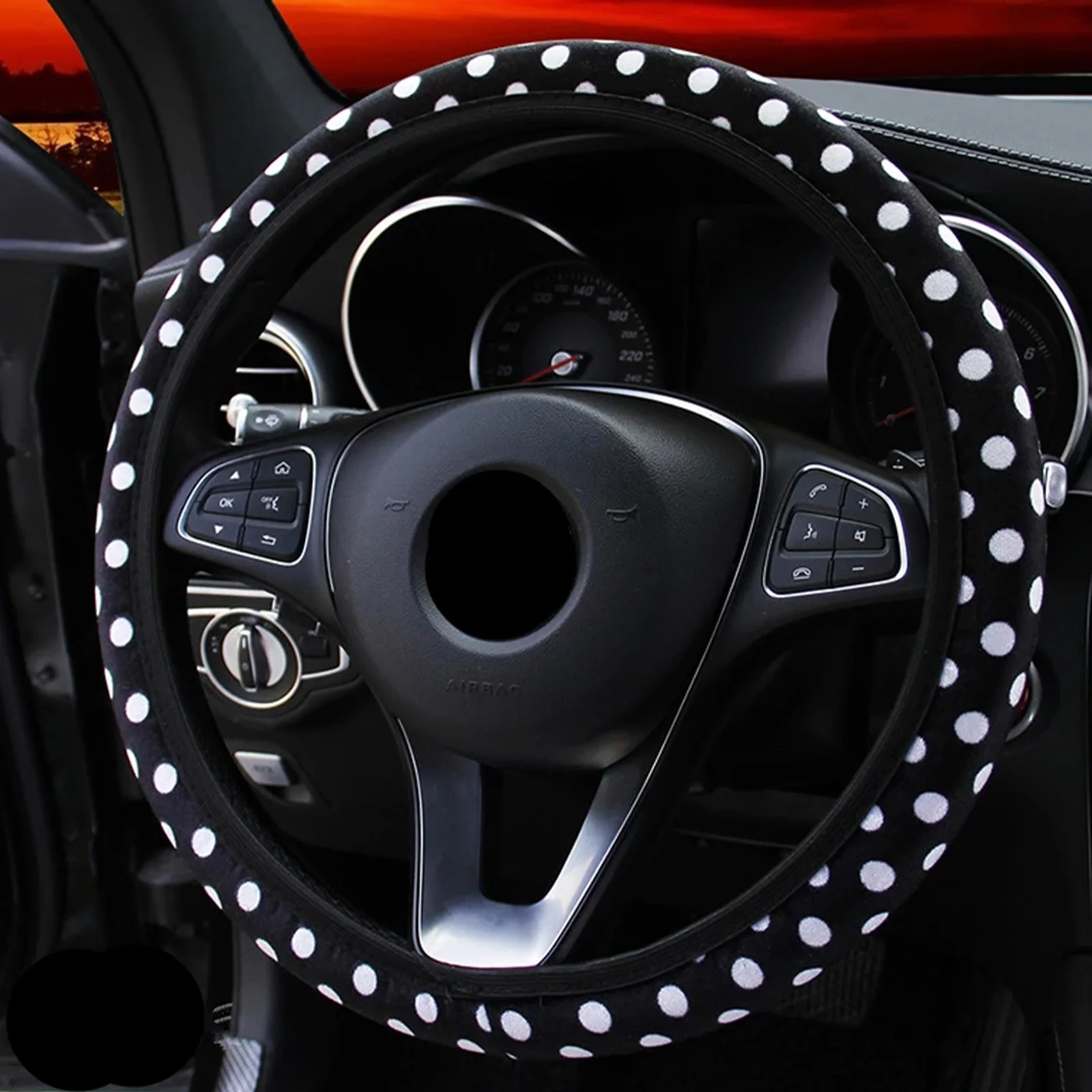 Plush Steering Wheel Cover - Soft DIY Car Styling Accessory for 15-inch Steeri - £10.68 GBP