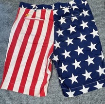 Loud Mouth Golf Shorts Mens 40 American Flag Fourth of July Red White Bl... - £34.44 GBP