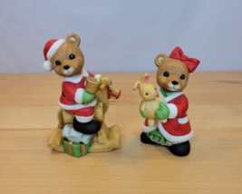 2 Vintage Homco Christmas Santa Claus Bears Porcelain Ceramic Figurines #5502 - £11.98 GBP