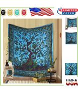 Handmade Indian Cotton Tapestry - 60x54 Inch Turquoise Wall Hanging Decor - €22,76 EUR