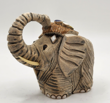 Artesania Rinconada Elephant Trunk Up Tusks Figurine Uruguay Clay Signed... - $16.45