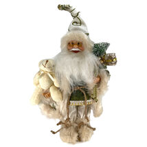 White Traditional Santa Claus Holding Teddy Bear Christmas Figurine 12 Inch - $39.98