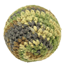 Vintage Handmade Crocheted Camouflage Plush Stuffed Ball Green 3&quot; - £6.04 GBP
