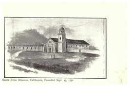 Santa Cruz Mission California Postcard Founded Sept 25 1791 - £11.66 GBP