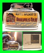 Rare Vintage Minneapolis Moline MM Advertising Ronson Table Lighter Farm w/ Box  - £391.12 GBP
