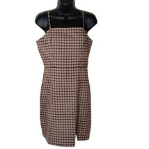 GB Juniors M Plaid Jumper Square Neck Notch Front Dress Brown Pink New - £20.39 GBP