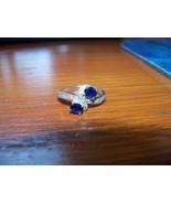 14 Karat White Gold Oval Blue Sapphires &amp; Round Diamonds Ring Size 8 EUC - £243.96 GBP