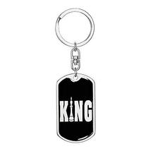Chess Fan Gift King Swivel Keychain Dog Tag Engraved 18k Gold - £47.44 GBP