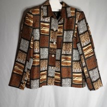 Silkland Women&#39;s Leopard Print 100% Silk Lightweight  Jacket Size 6 - £18.64 GBP