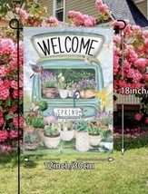 Welcome To Spring Old Blue Truck Double Sided Garden Flag ~ 12&quot; x 18&quot; ~ ... - £7.55 GBP