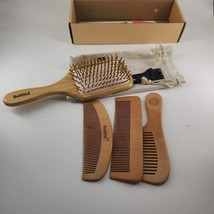 Bekind Nature Bristles (4 Pcs) Wooden Hair Brush Paddle Detangling And H... - $9.89