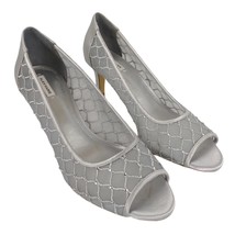 ALEX MARIE Silver Satin Mesh High Heel Leather Sole Peep Toe Shoes, Women&#39;s 9 M - £19.33 GBP