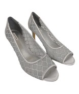ALEX MARIE Silver Satin Mesh High Heel Leather Sole Peep Toe Shoes, Wome... - £19.05 GBP