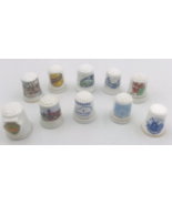 10 Travel Advertising Porcelain Thimble Lot Ivory Soap AK KY Solvang HI ... - £11.77 GBP