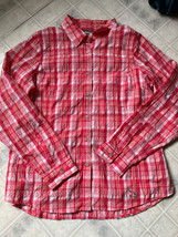 L.L. Bean Women&#39;s Pink Plaid Button Front Size Medium Nylon Bl Outdoor Shirt - £21.49 GBP