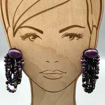 Dangling Purple and Black Sparkle Earrings, Unique Vintage Long Shoulder Dusters - £29.50 GBP