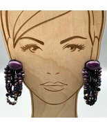 Dangling Purple and Black Sparkle Earrings, Unique Vintage Long Shoulder... - £30.24 GBP