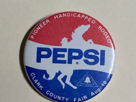 Vintage Pepsi Clark County Washington Pioneer Handicap Rodeo Pinback Pin - £7.09 GBP