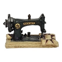 Vtg Miniature Sewing Machine w/ Quilt Collectible Figure - £19.38 GBP