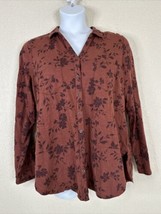 Sonoma Womens Size XL Burgundy Floral Knit Button-Up Shirt Long Sleeve - £10.59 GBP