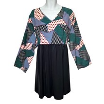 emery rose polka dot patchwork long sleeve plus size top size 4XL - $20.79