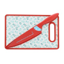 Gibson Home Village Vines 3 Piece Cutting Board and Knife Set in Red and... - £31.61 GBP