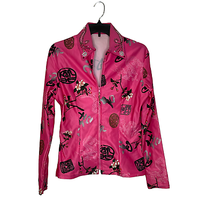Vintage Unbranded Full Zip Riding Jacket Size Small? Pink Floral Asian P... - $29.69