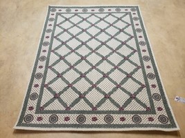 4x6 Panel Design Rug 4&#39; x 6&#39; Power-Loomed Vintage Rug Beige &amp; Pine Green... - $167.50