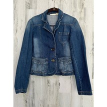 DKNY Womens Denim Jacket Blazer Size Small Blue Medium Wash With Faded A... - £13.36 GBP