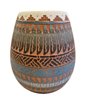 Vase Navajo Art Pottery Handmade Unknown Artist Signed Red Clay 5 1/4” Vintage - £48.35 GBP