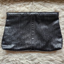 Vintage Mary Ann Rosenfeld Large Clutch Hinged Handbag Black Faux Leather  - £16.51 GBP