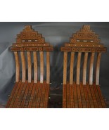 Antique Moorish Damascene Inlaid Folding Decorative Set of 2 Walnut MOP ... - $948.42 CAD
