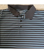 Reebok Polo Shirt Golf Casual Men&#39;s 5XL Navy Blue Striped Golf Performan... - $424.68 MXN