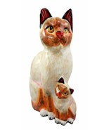 Balinese Wood Handicrafts Adorable Orange Feline Cat &amp; Kitten Family Fig... - $56.12 CAD