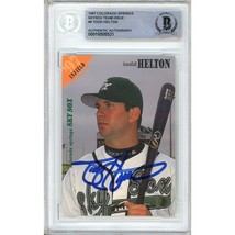 Todd Helton Auto 1997 Colorado Springs Skysox Team Issue Rockies Signed BAS Slab - $199.99