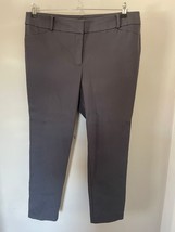 Loft Julie Pants Womens 14 Gray Mid Rise Straight Leg Flat Front Cotton ... - £9.71 GBP