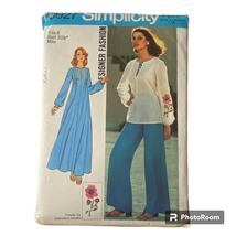 1975 Simplicity 6927 Misses Caftan Wide Leg Pant 8 Muslin Cotton Linen Silk - $9.87