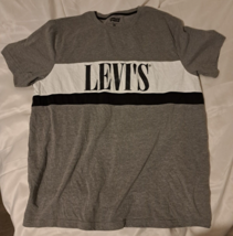 Levis Men&#39;s T-shirt Spell Out Gray White Colorblock Men Retro Look XXL - £6.56 GBP